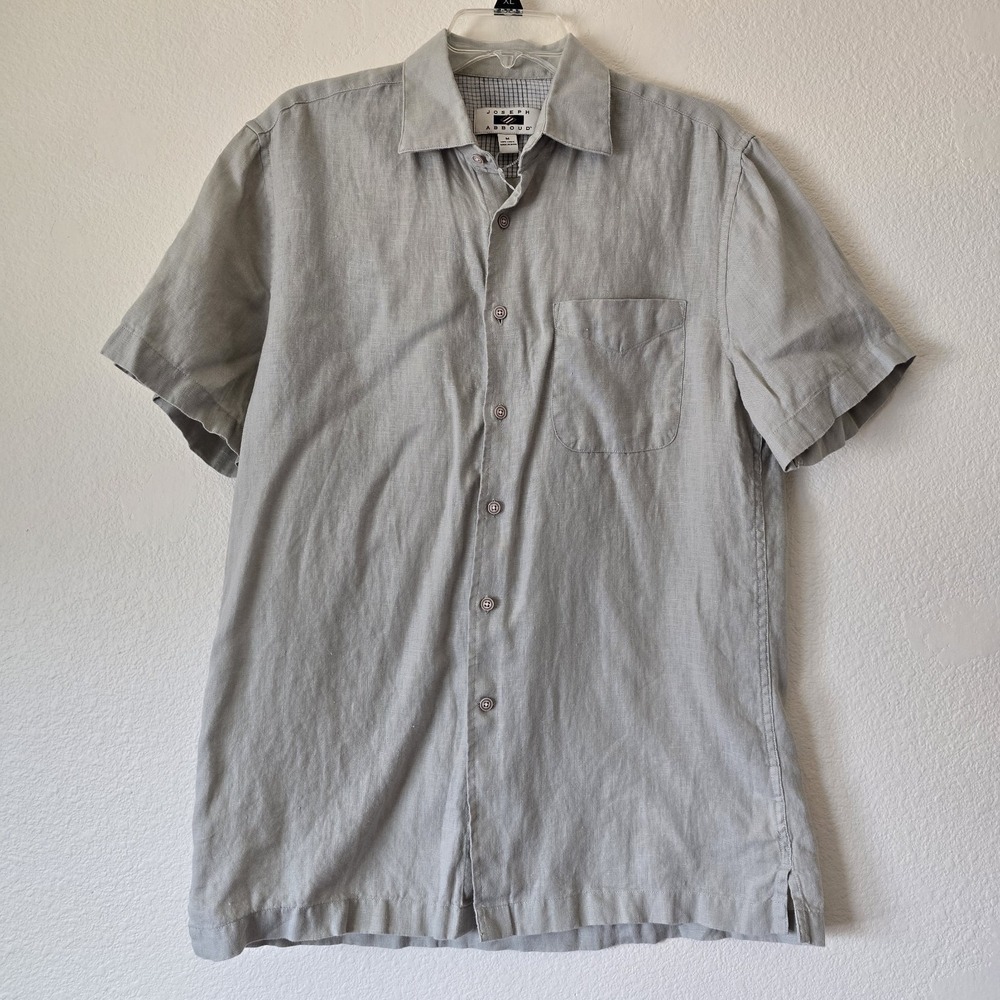 NWOT Joseph Abboud 100% Linen Button Down Shirt Men's Sz Medium Gray Polo Career